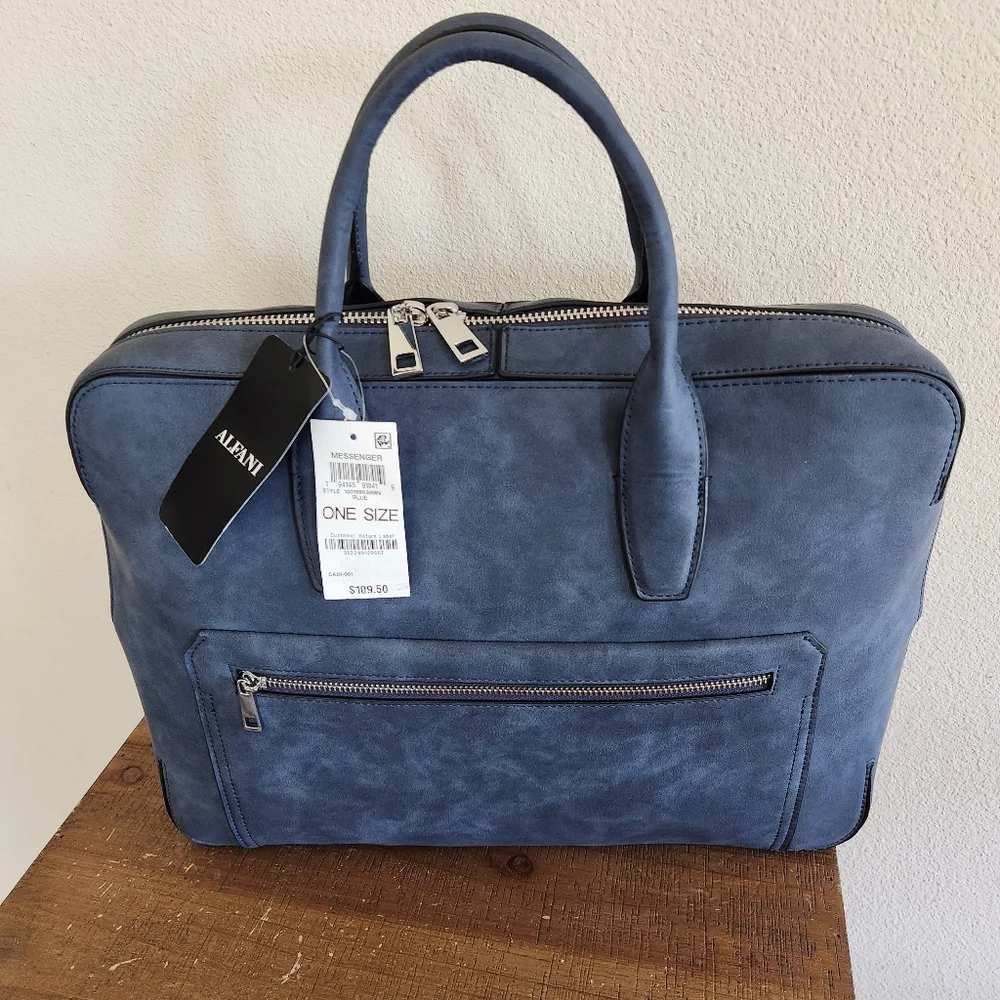Alfani Blue Suede Messenger Bag NWT